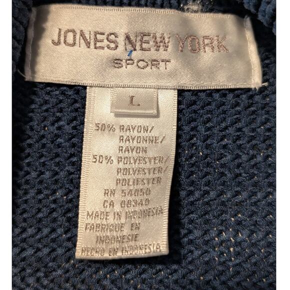 Vtg Jones New York Sport Teal Button Front Collar Pocket Cardigan Womens Sz L - Picture 3 of 9